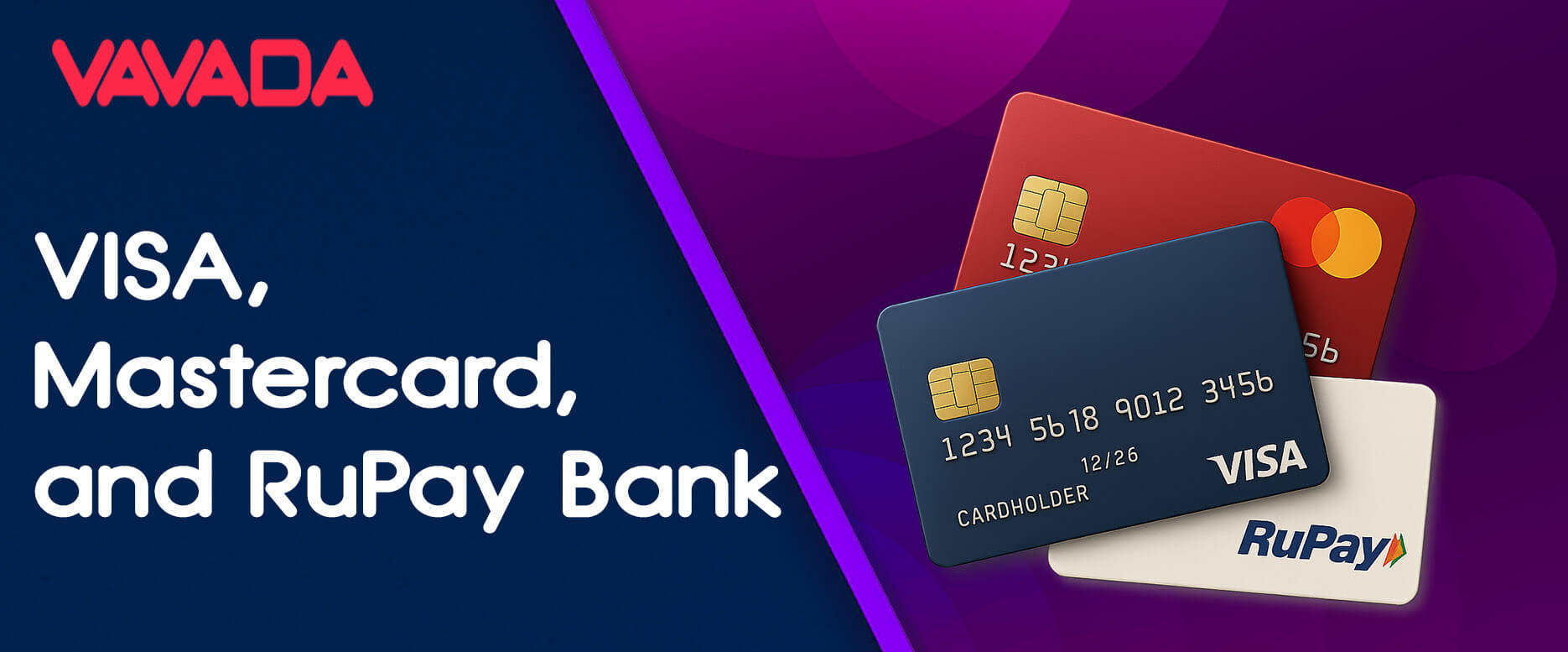 Vavada payment via VISA, Mastercard, or RuPay debit and credit cards.