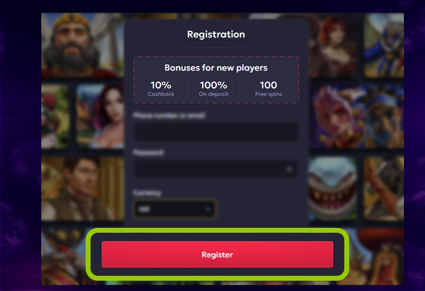 Confirm details and complete your Vavada registration